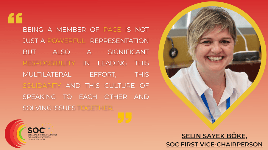 SOC Secretariat interviewed the 1st Vice-Chairperson, Selin Sayek Böke, on what it means for her to be part of the Parliamentary Assembly of the Council of Europe and on what she is doing to defend human rights, the rule of law and the democratic values at the European level.
