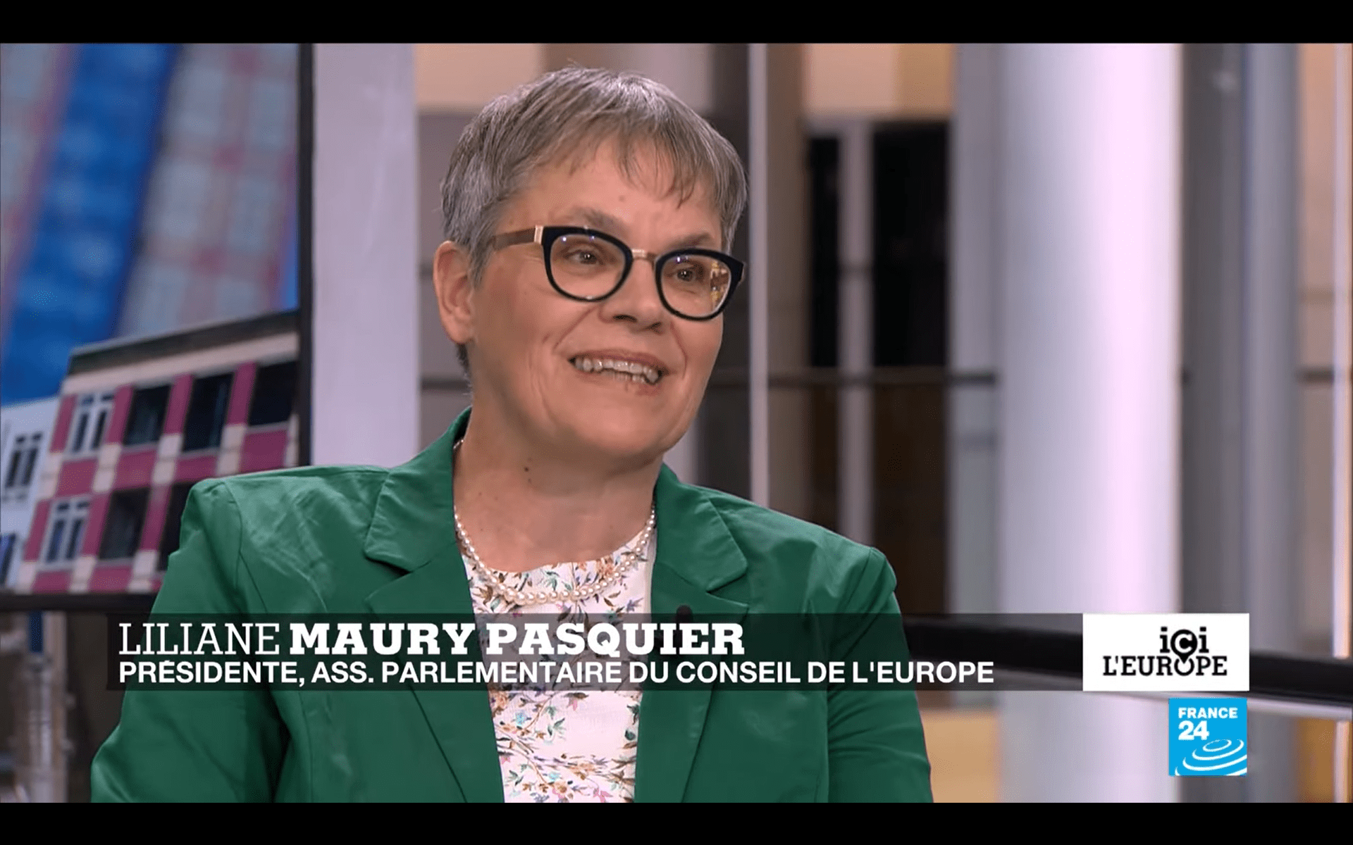 PACE President Liliane Maury Pasquier explaining Russia's return to PACE